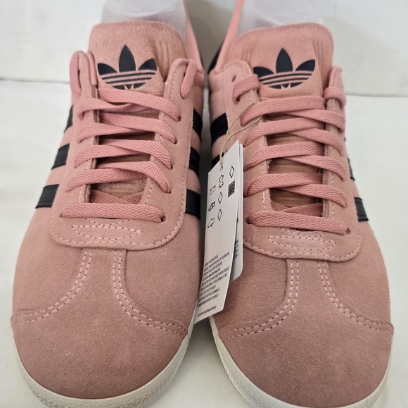 NWT Adidas Gazelle Men's Suede Sneakers Glow Pink / Aurora Black 9 1/2 - Picture 2 of 9